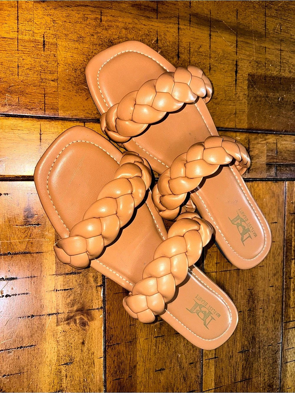 Braided Slide Sandals in Brown Like New